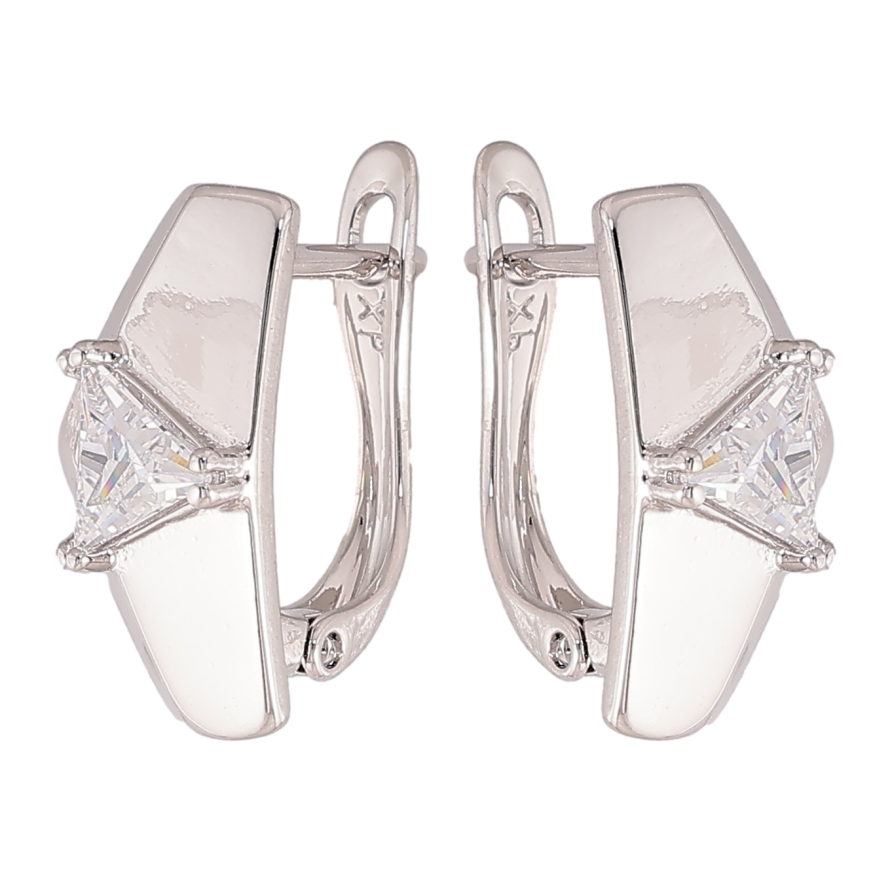 Сережки Xuping колір Родій англійський замок "Візерунок з кристалами" фото №1 Сережки Xuping колір Родій англійський замок "Візерунок з кристалами" фото №1