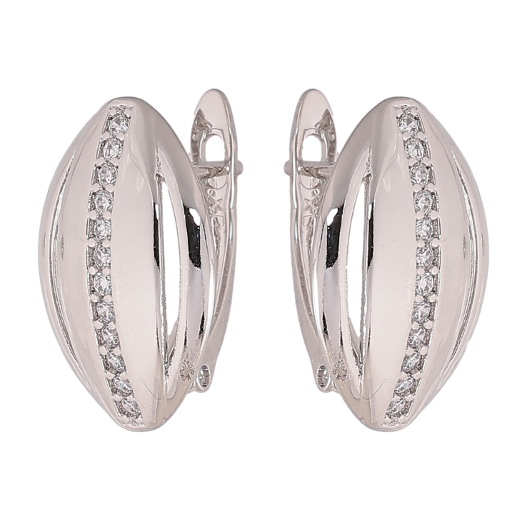 Серьги Xuping цвет Родий английский замок "Узор с кристаллами" фото №14