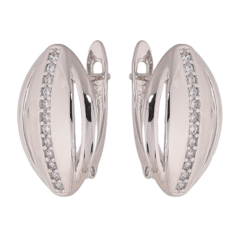 Сережки Xuping колір Родій англійський замок "Візерунок з кристалами" фото №1