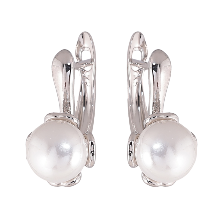 Серьги Xuping цвет Родий английский замок "Жемчужины на дужках" фото №25