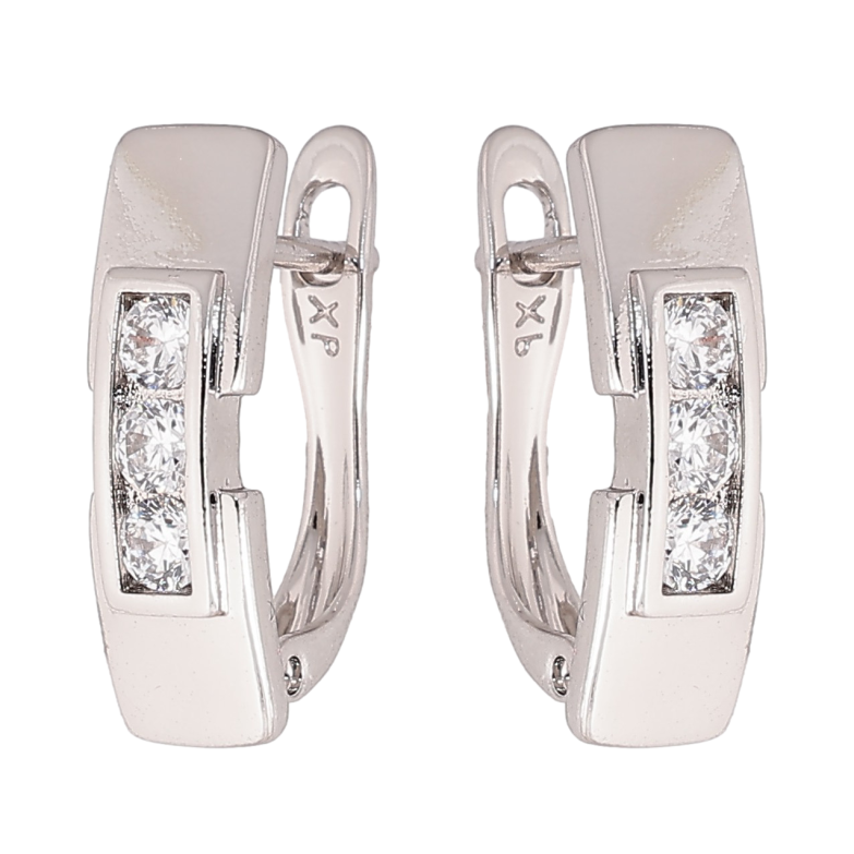 Сережки Xuping колір Родій англійський замок "Візерунок з кристалами" фото №1