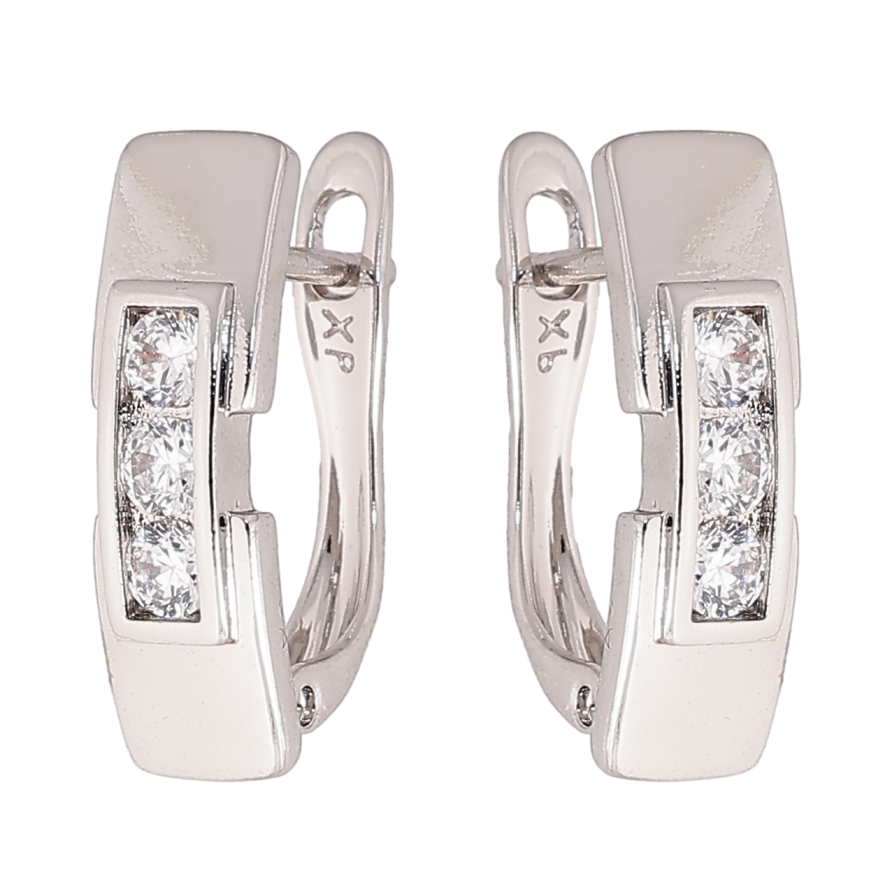 Сережки Xuping колір Родій англійський замок "Візерунок з кристалами" фото №1