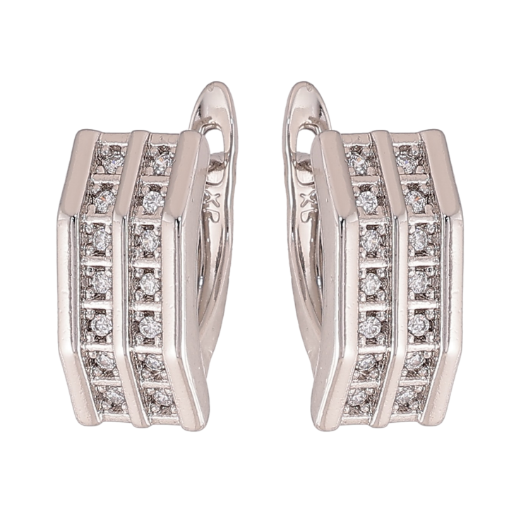 Сережки Xuping колір Родій англійський замок "Візерунок з кристалами" фото №23