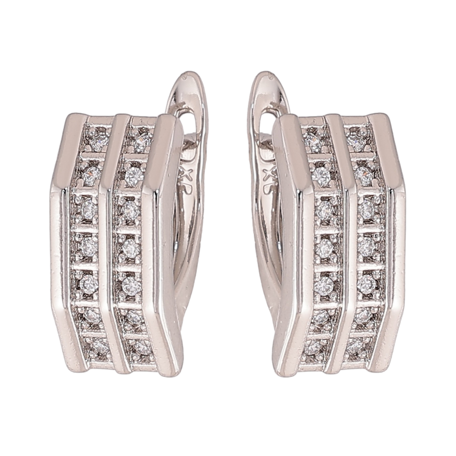 Сережки Xuping колір Родій англійський замок "Візерунок з кристалами" фото №1