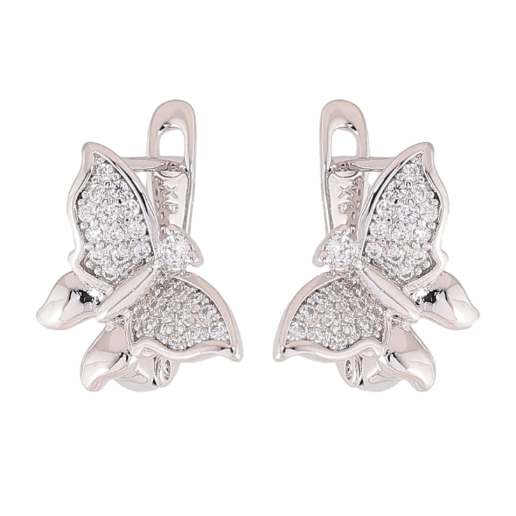 Сережки Xuping колір Родій англійський замок "Метелики" фото №7