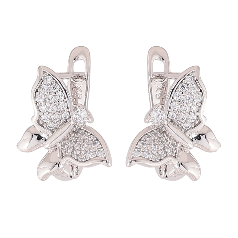 Сережки Xuping колір Родій англійський замок "Метелики" фото №1