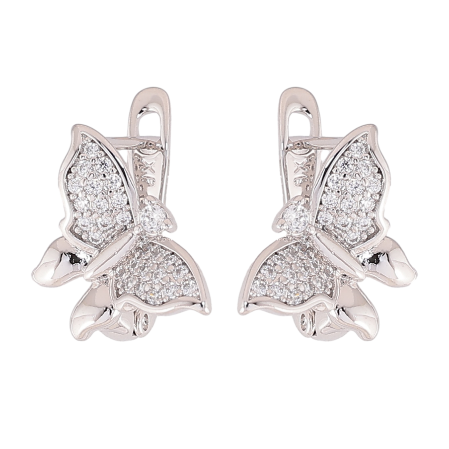 Сережки Xuping колір Родій англійський замок "Метелики" фото №1