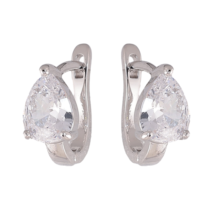 Серьги Xuping цвет Родий английский замок "Кристальные капельки" фото №11