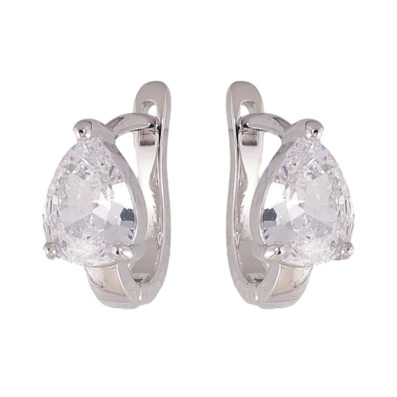 Серьги Xuping цвет Родий английский замок "Кристальные капельки" фото №5