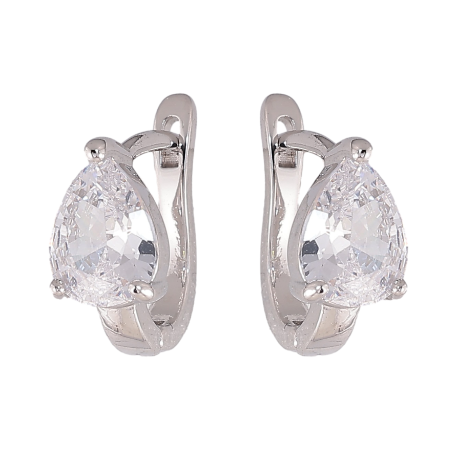 Серьги Xuping цвет Родий английский замок "Кристальные капельки" фото №1