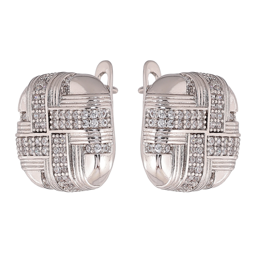 Сережки Xuping колір Родій англійський замок "Візерунок з кристалами" фото №1 Сережки Xuping колір Родій англійський замок "Візерунок з кристалами" фото №1