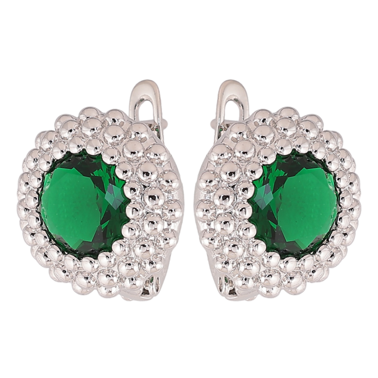 Сережки Xuping колір Родій англійський замок "Зелені кристали в декоративній оправі" фото №7