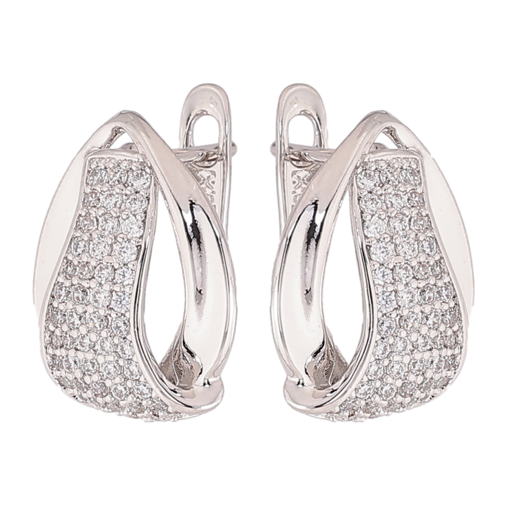 Сережки Xuping колір Родій англійський замок "Візерунок з кристалами" фото №17 Сережки Xuping колір Родій англійський замок "Візерунок з кристалами" фото №17