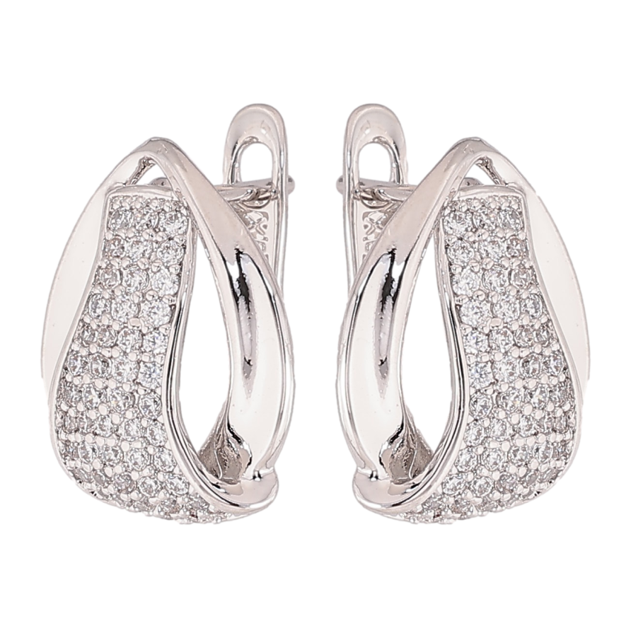 Сережки Xuping колір Родій англійський замок "Візерунок з кристалами" фото №1 Сережки Xuping колір Родій англійський замок "Візерунок з кристалами" фото №1