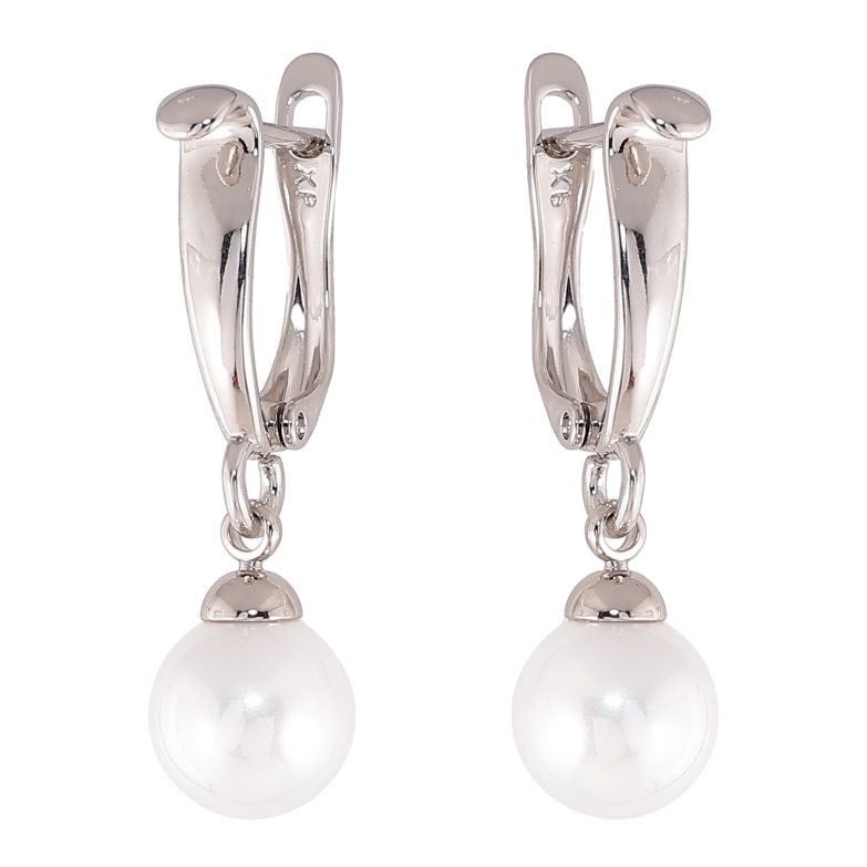 Сережки Xuping колір Родій англійський замок "Перлинні підвіски" фото №1