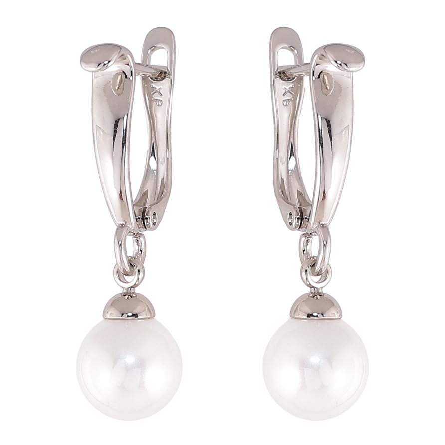 Сережки Xuping колір Родій англійський замок "Перлинні підвіски" фото №1