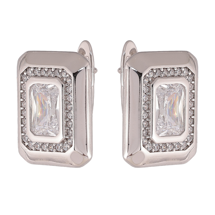 Серьги Xuping цвет Родий английский замок "Инкрустация кристаллами" фото №20