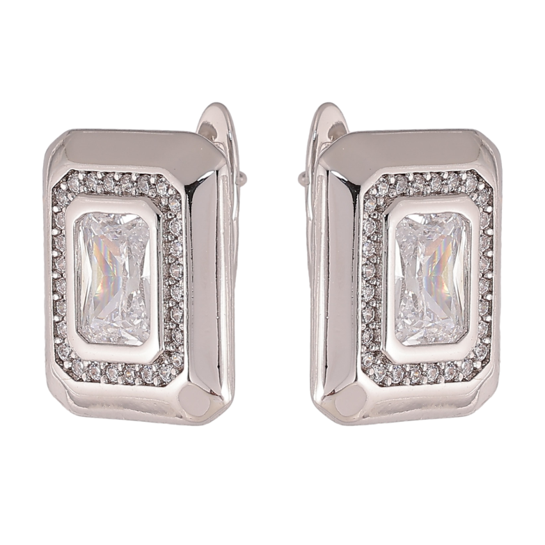 Серьги Xuping цвет Родий английский замок "Инкрустация кристаллами" фото №1