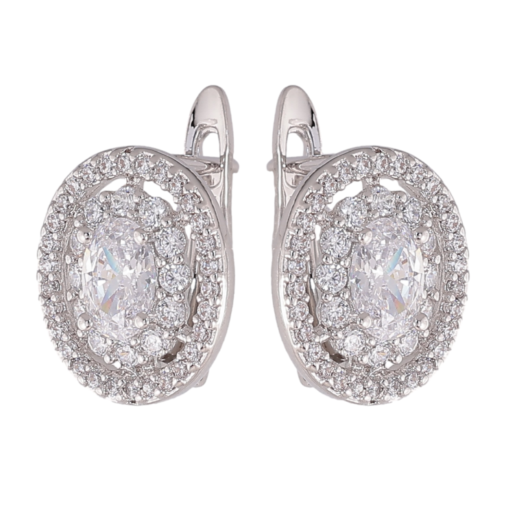 Серьги Xuping цвет Родий английский замок "Инкрустация кристаллами" фото №15