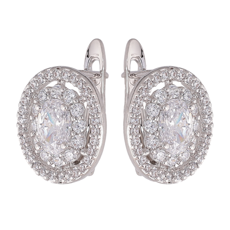 Серьги Xuping цвет Родий английский замок "Инкрустация кристаллами" фото №4