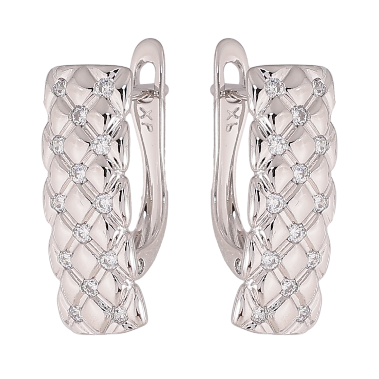 Серьги Xuping цвет Родий английский замок "Узор с кристаллами" фото №13