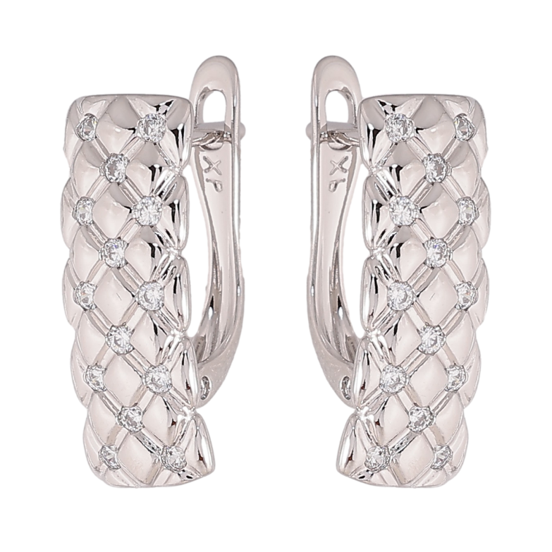 Сережки Xuping колір Родій англійський замок "Візерунок з кристалами" фото №1 Сережки Xuping колір Родій англійський замок "Візерунок з кристалами" фото №1