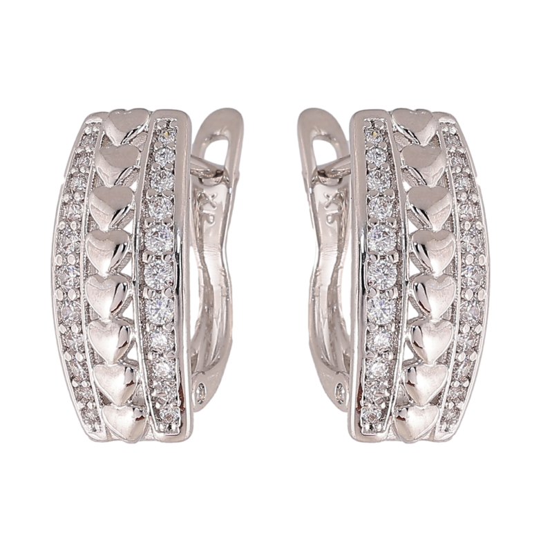 Сережки Xuping колір Родій англійський замок "Візерунок з кристалами" фото №1