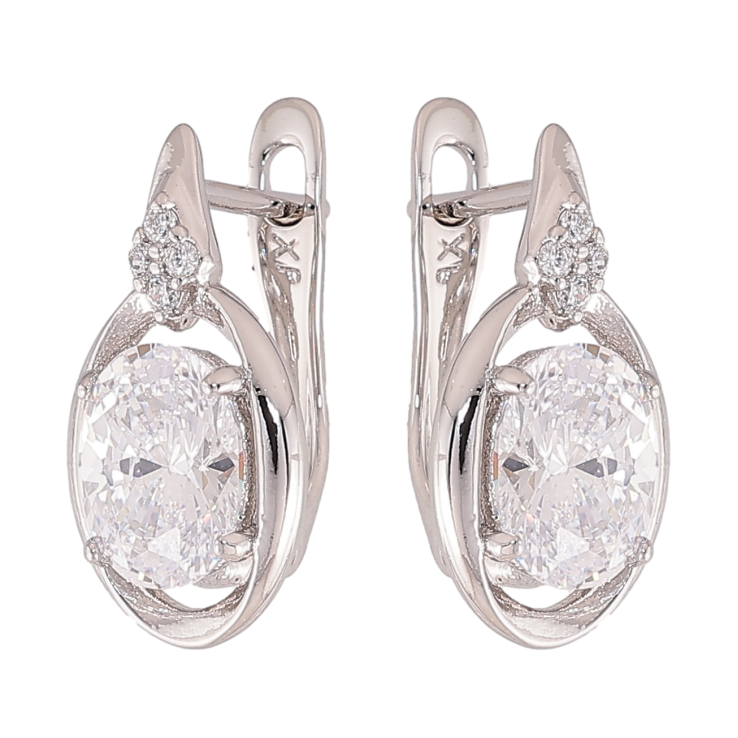 Сережки Xuping колір Родій англійський замок "Візерунок з кристалом" фото №23