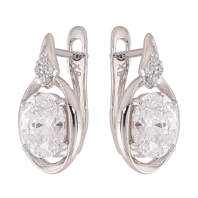 Сережки Xuping колір Родій англійський замок "Візерунок з кристалом" фото №1