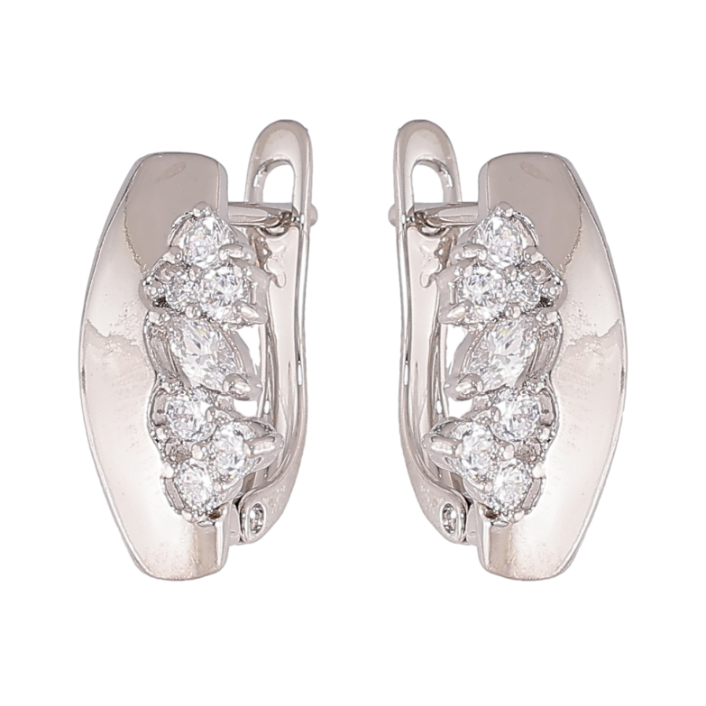 Сережки Xuping колір Родій англійський замок "Візерунок кристалами" фото №1
