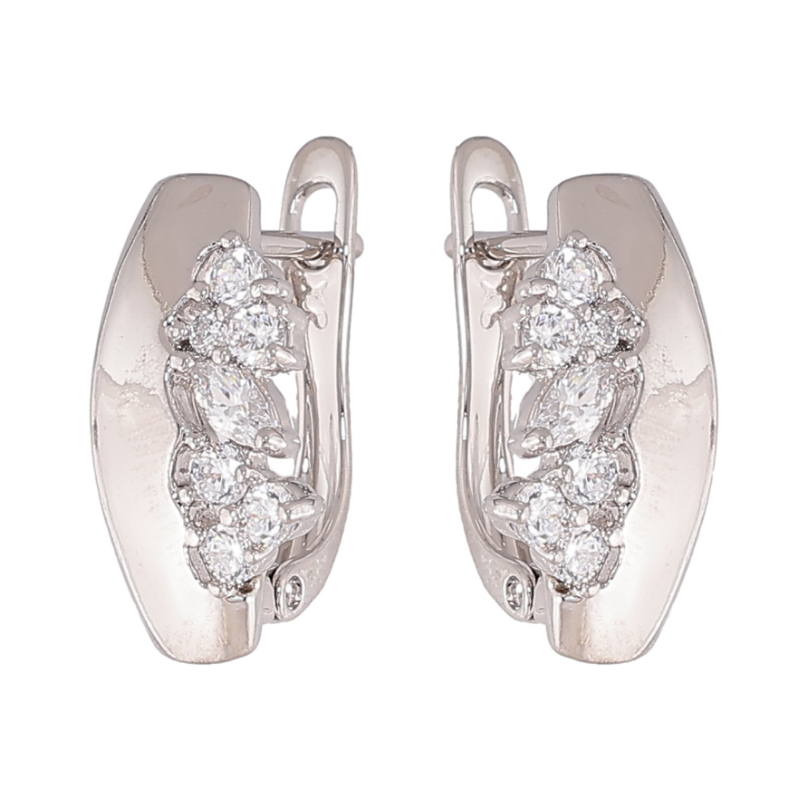 Сережки Xuping колір Родій англійський замок "Візерунок кристалами" фото №1