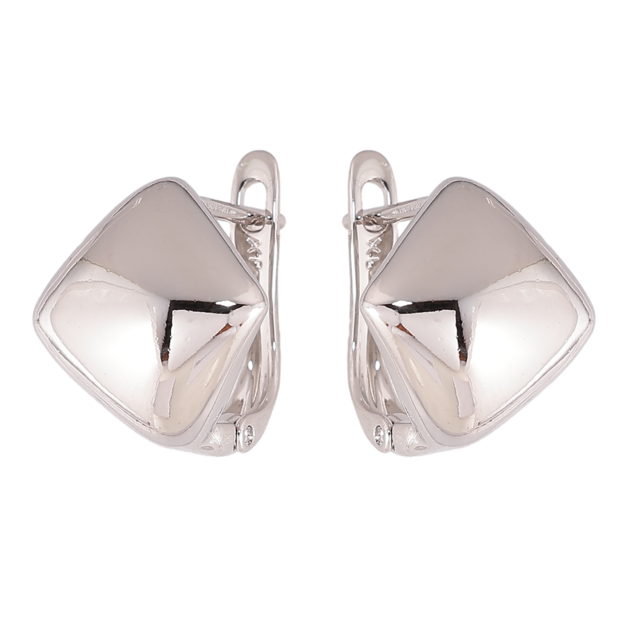 Сережки Xuping колір Родій англійський замок "Ромби" фото №1 Сережки Xuping колір Родій англійський замок "Ромби" фото №1