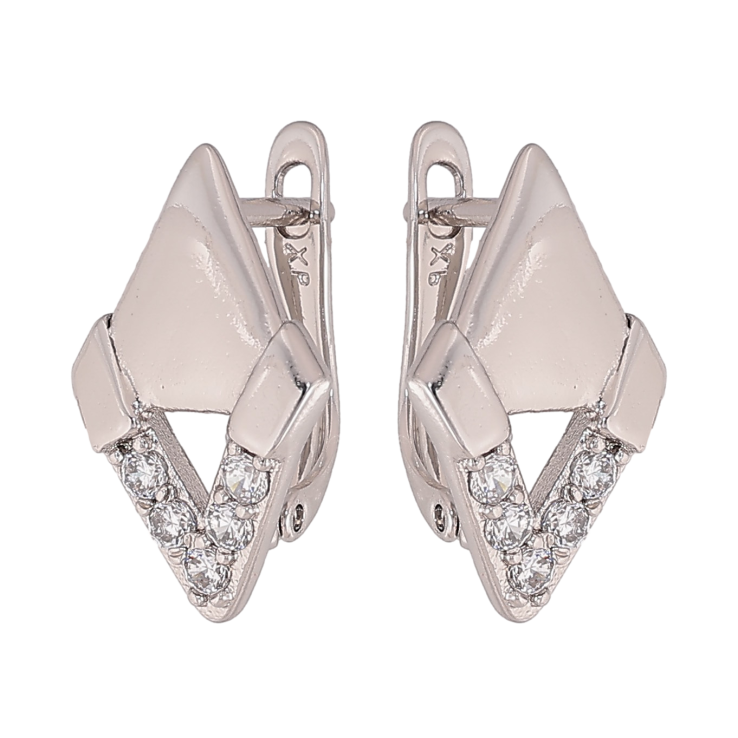 Сережки Xuping колір Родій англійський замок "Візерунок з кристалами" фото №5 Сережки Xuping колір Родій англійський замок "Візерунок з кристалами" фото №5