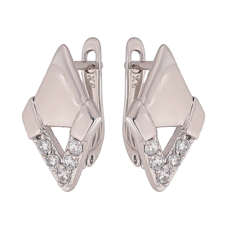 Серьги Xuping цвет Родий английский замок "Узор с кристаллами" фото №1