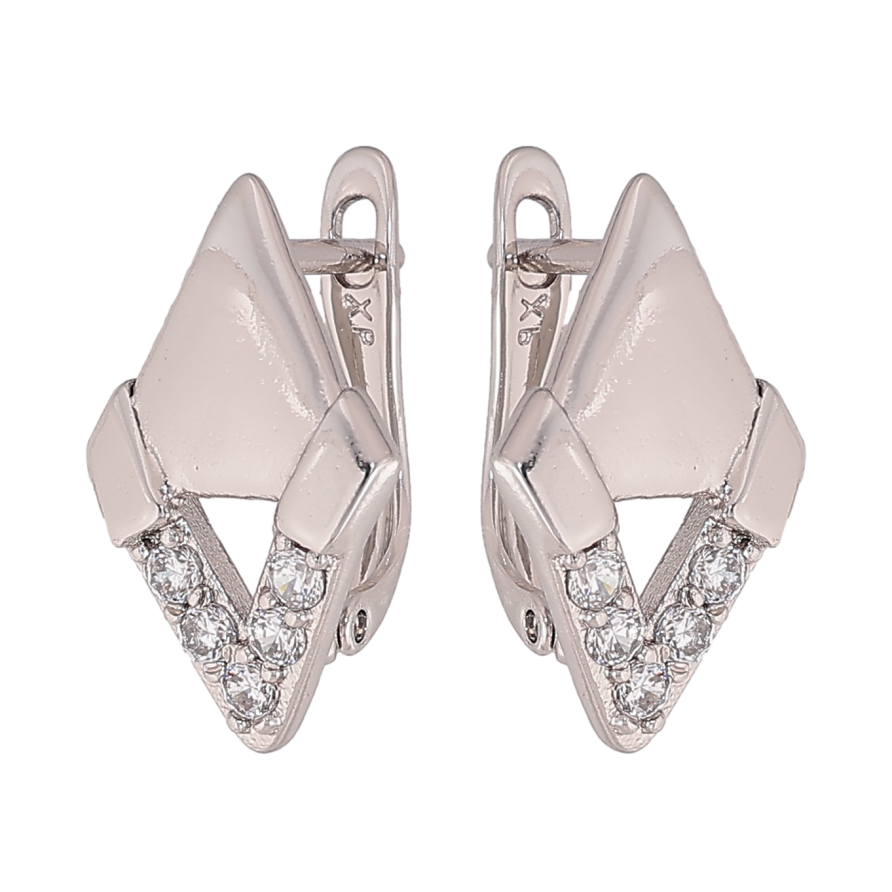 Сережки Xuping колір Родій англійський замок "Візерунок з кристалами" фото №1