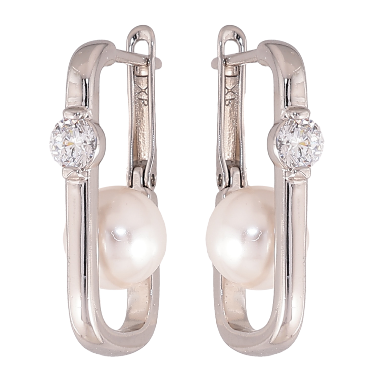 Сережки Xuping колір Родій англійський замок "Візерунок з кристалами та перлинами" фото №23 Сережки Xuping колір Родій англійський замок "Візерунок з кристалами та перлинами" фото №23