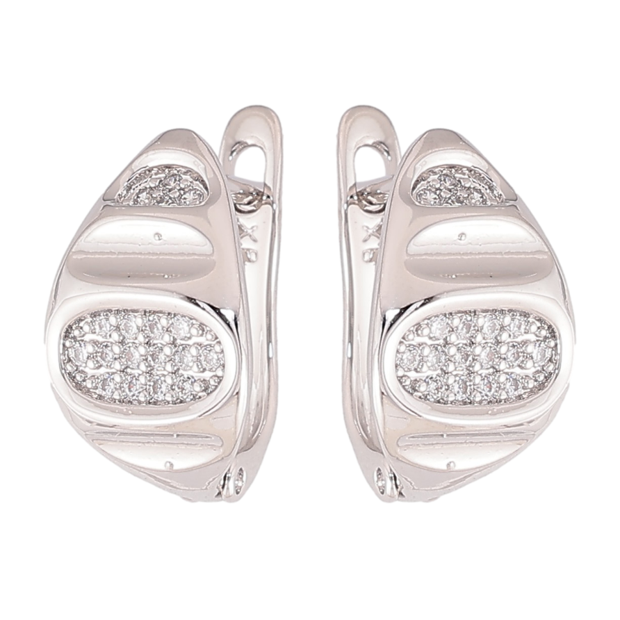 Сережки Xuping колір Родій англійський замок "Візерунок з кристалами" фото №1