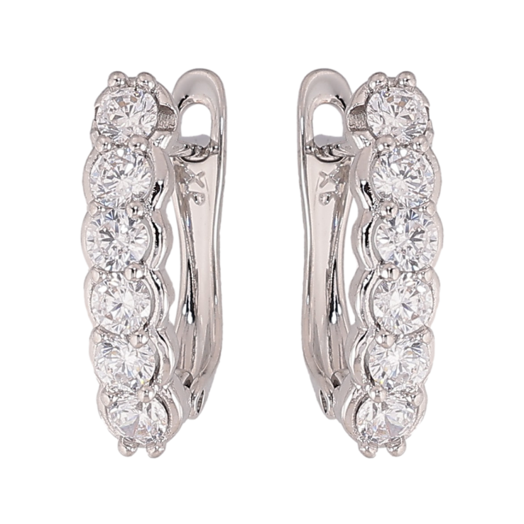 Сережки Xuping колір Родій англійський замок "Доріжки кристалів" фото №7 Сережки Xuping колір Родій англійський замок "Доріжки кристалів" фото №7