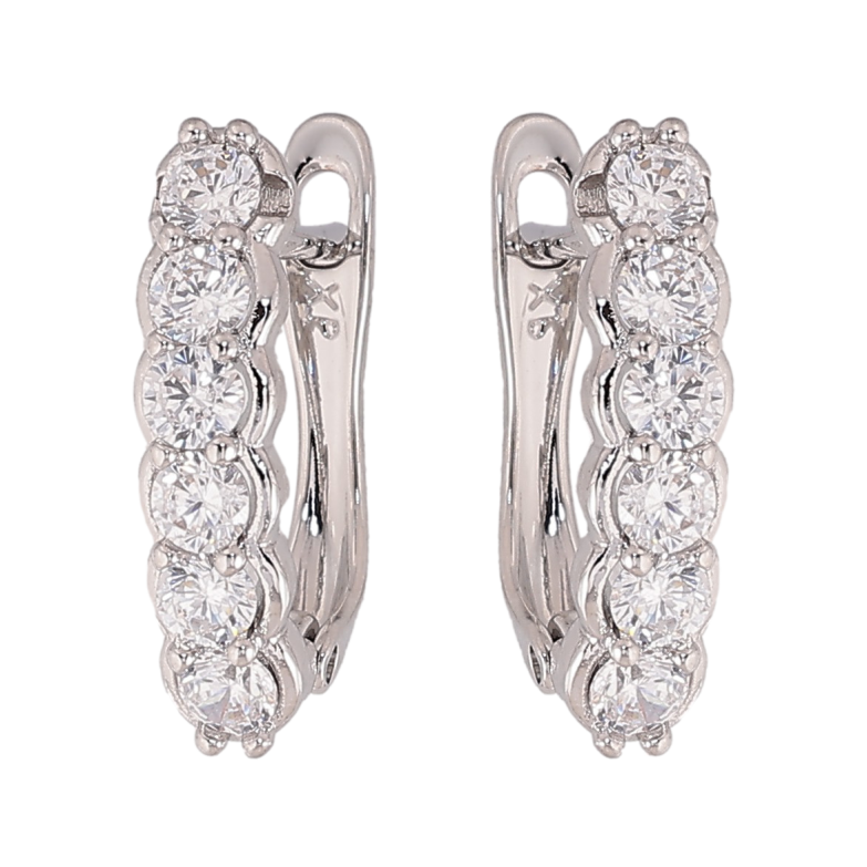 Серьги Xuping цвет Родий английский замок "Дорожки кристаллов" фото №1 Серьги Xuping цвет Родий английский замок "Дорожки кристаллов" фото №1