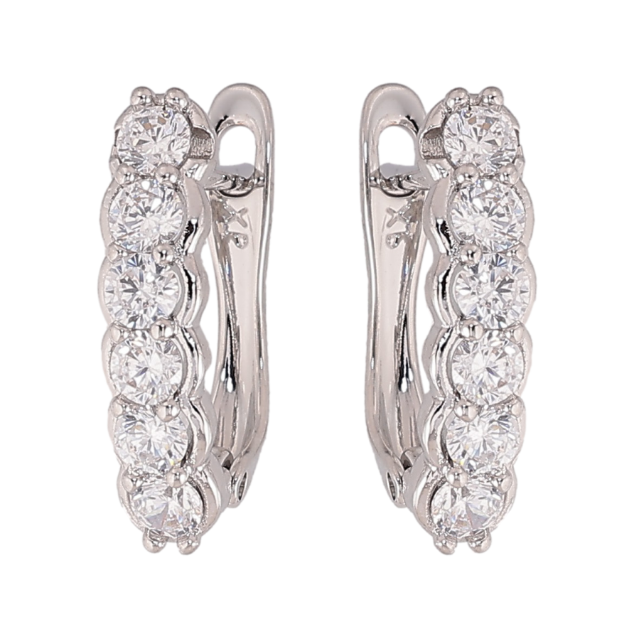 Сережки Xuping колір Родій англійський замок "Доріжки кристалів" фото №1