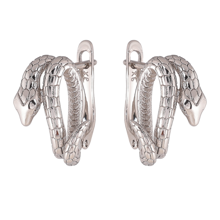 Серьги Xuping цвет Родий английский замок "Змеи" фото №18