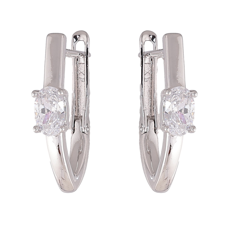 Серьги Xuping цвет Родий английский замок "Скобы с кристаллами" фото №14