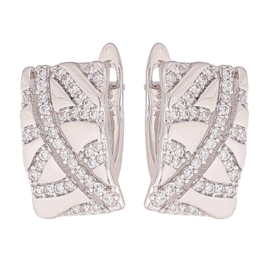 Сережки Xuping колір Родій англійський замок "Візерунок з кристалами" фото №1 Сережки Xuping колір Родій англійський замок "Візерунок з кристалами" фото №1