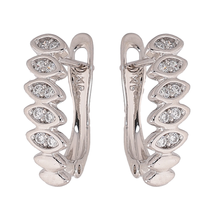 Серьги Xuping цвет Родий английский замок "Узор с кристаллами" фото №5