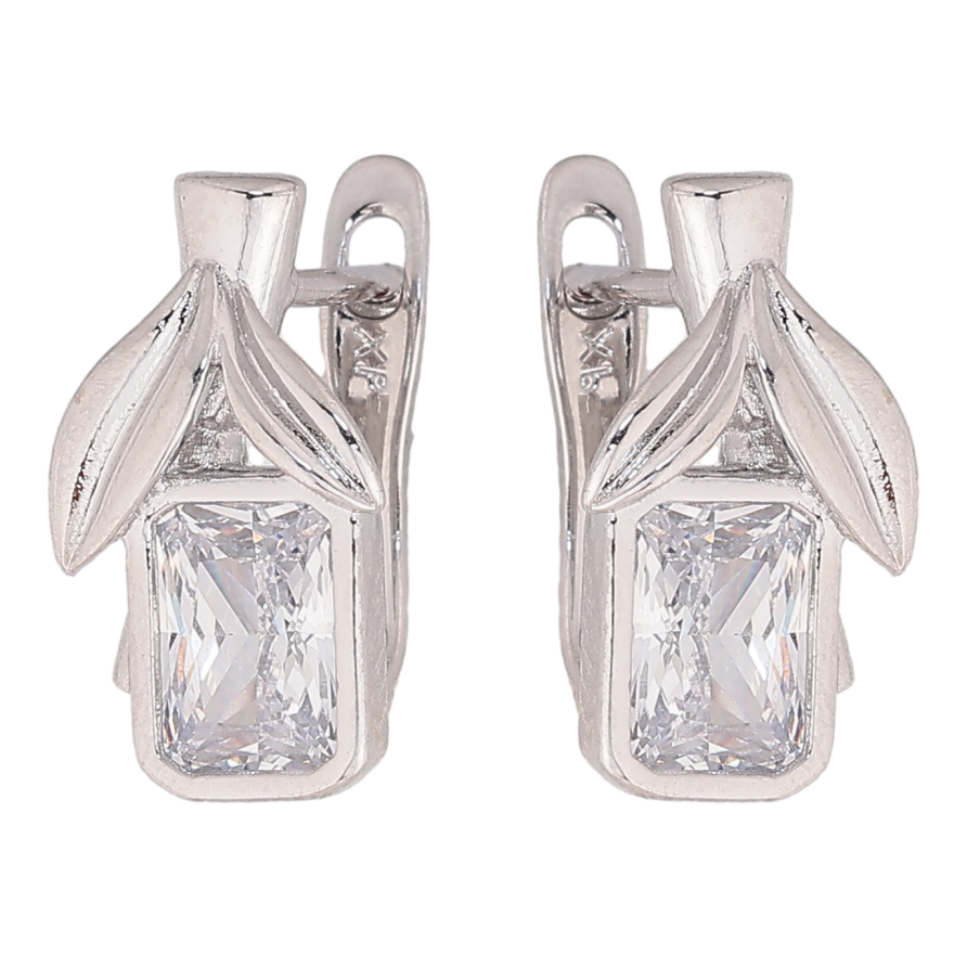 Сережки Xuping колір Родій англійський замок "Візерунок з кристалами" фото №1 Сережки Xuping колір Родій англійський замок "Візерунок з кристалами" фото №1