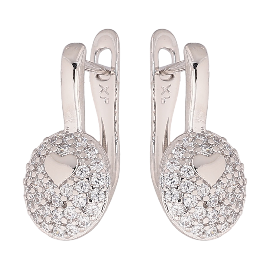 Сережки Xuping колір Родій англійський замок "Візерунок з серцем і інкрустацією кристалами" фото №1