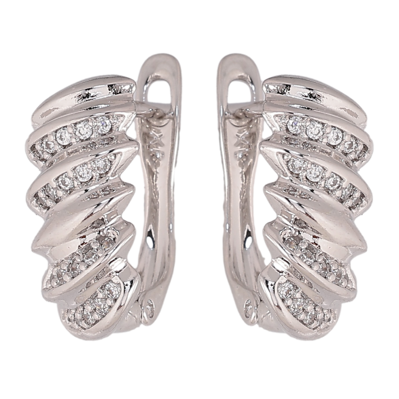 Сережки Xuping колір Родій англійський замок "Візерунок з кристалами" фото №1