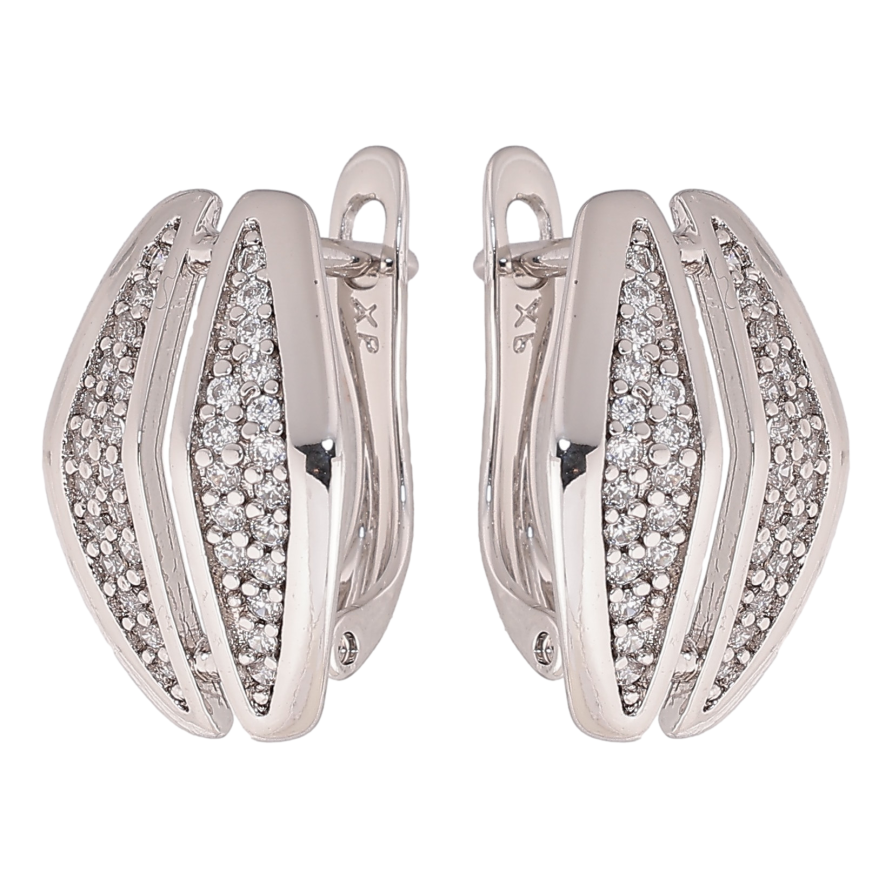 Сережки Xuping колір Родій англійський замок "Візерунок з кристалами" фото №1