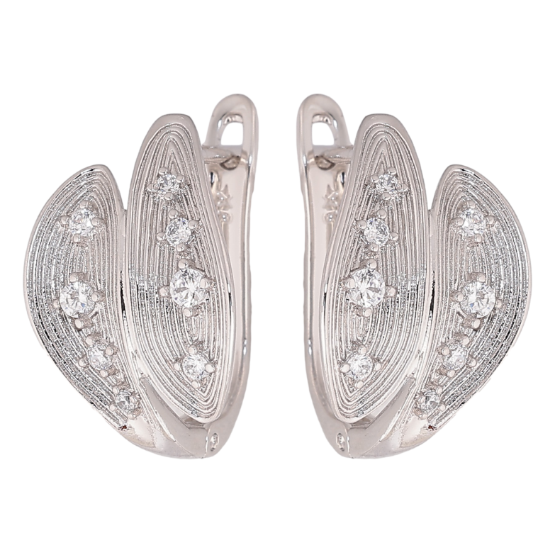 Сережки Xuping колір Родій англійський замок "Візерунок з кристалами" фото №1