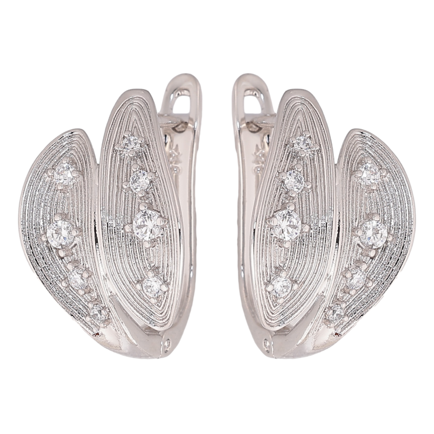 Сережки Xuping колір Родій англійський замок "Візерунок з кристалами" фото №1